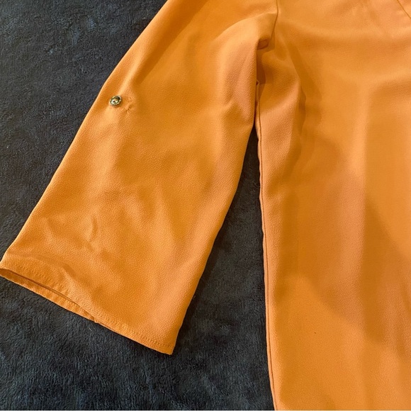 LOVE Culture Women's Split neck Blouse Long Sleeves Peach Size Small - Picture 8 of 13